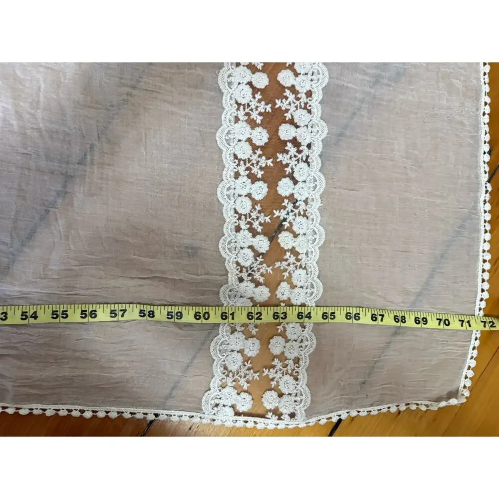 Ivory Lace Mini Pom Pom Light Weight Women’s Scarf Size 27X72 inches